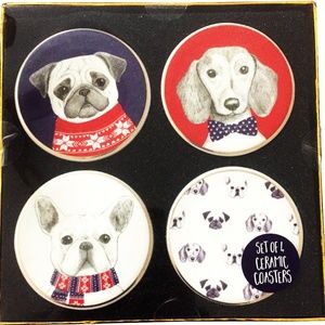 LAST 1!❤️NEW Set of 4 Coasters of Dogs-Pug...